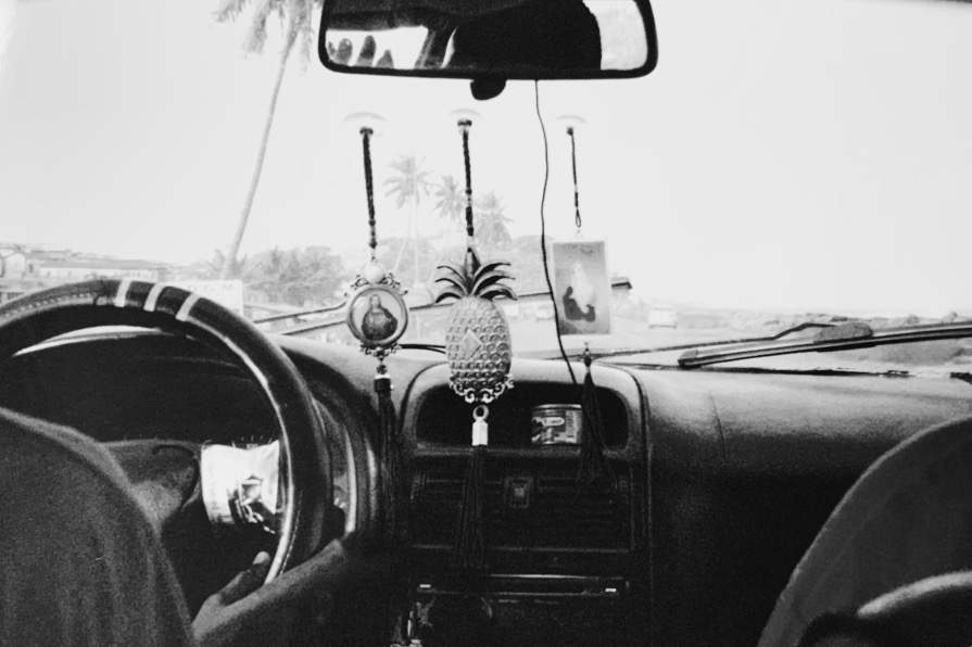 Black and white picture of a car